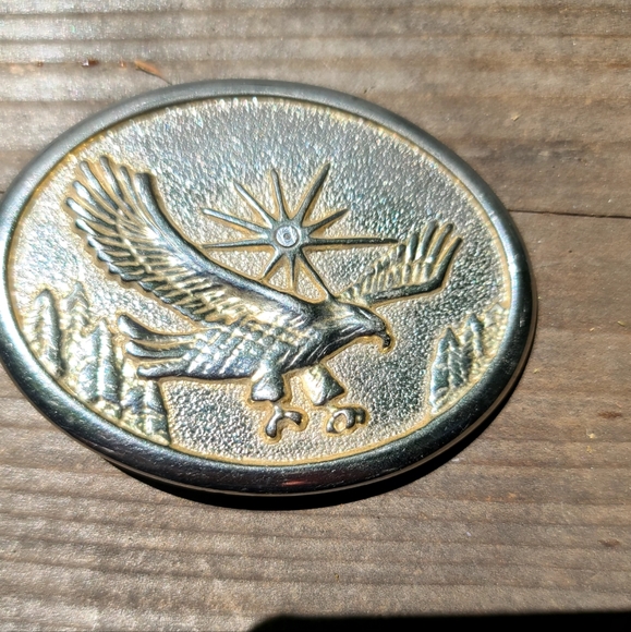 Sterling Eagle with genuine Diamond accent belt buckle - Picture 4 of 5